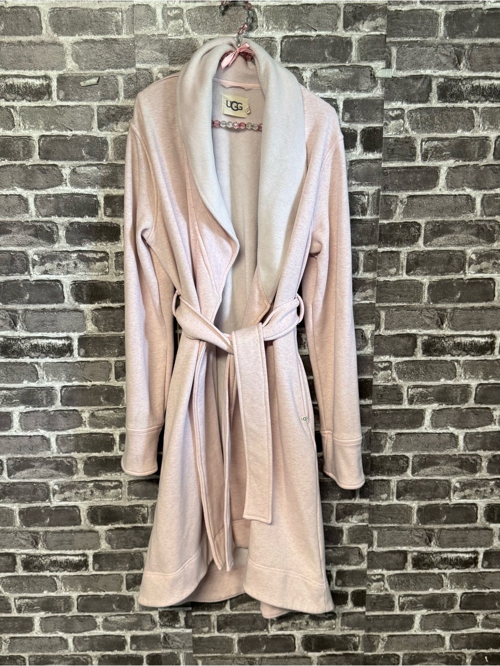 Ugg Duffield robe light pink bathrobe pockets midi length